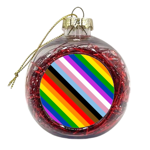LGBTQ+ repeating pattern stripes - xmas bauble by The Girl Next Draw