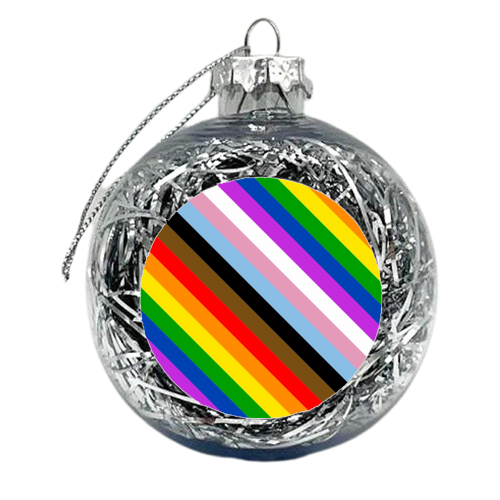 LGBTQ+ repeating pattern stripes - xmas bauble by The Girl Next Draw
