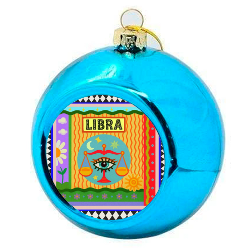 Libra star sign - colourful christmas bauble by Wallace Elizabeth