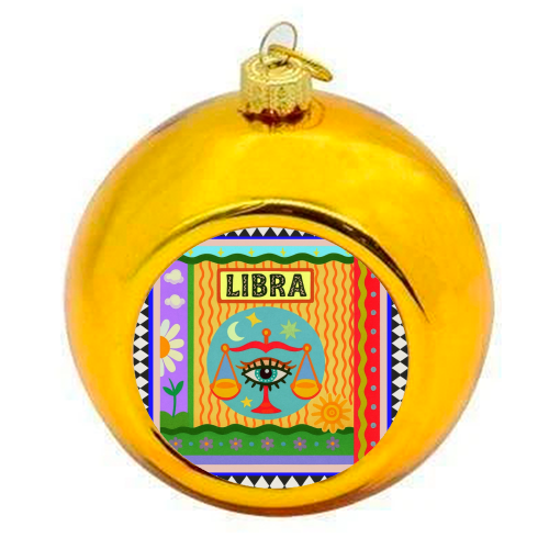 Libra star sign - colourful christmas bauble by Wallace Elizabeth