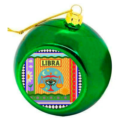 Libra star sign - colourful christmas bauble by Wallace Elizabeth
