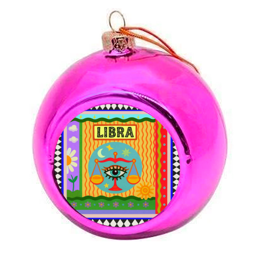 Libra star sign - colourful christmas bauble by Wallace Elizabeth
