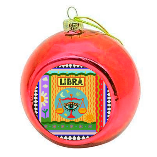 Libra star sign - colourful christmas bauble by Wallace Elizabeth