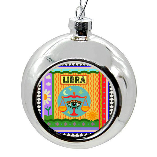 Libra star sign - colourful christmas bauble by Wallace Elizabeth