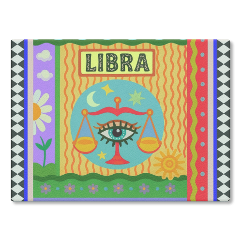 Libra star sign - glass chopping board by Wallace Elizabeth