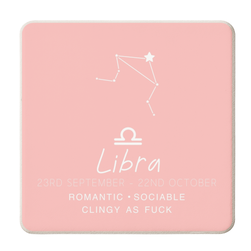 Libra traits print - personalised beer coaster by The Girl Next Draw