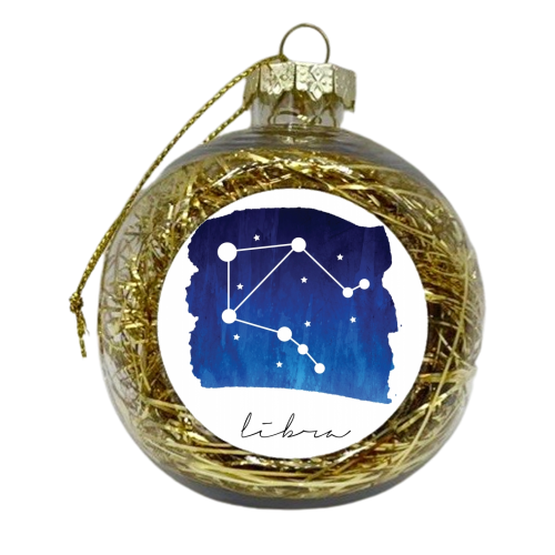 Libra Zodiac Constellation - xmas bauble by Toni Scott