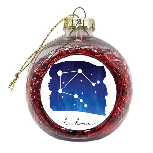 Libra Zodiac Constellation - xmas bauble by Toni Scott
