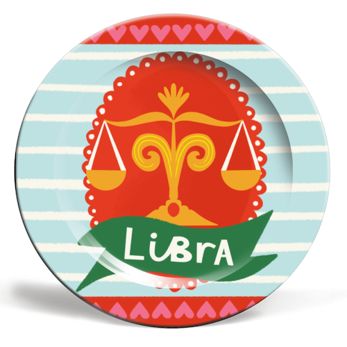 Libra Zodiac Design - ceramic dinner plate by AbiGoLucky