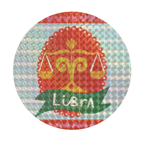 Libra Zodiac Design - Circle Sticker by AbiGoLucky