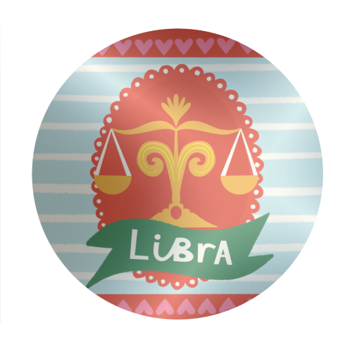 Libra Zodiac Design - Circle Sticker by AbiGoLucky