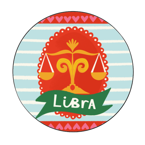 Libra Zodiac Design - Circle Sticker by AbiGoLucky