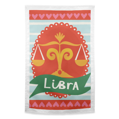 Libra Zodiac Design - funny tea towel by AbiGoLucky