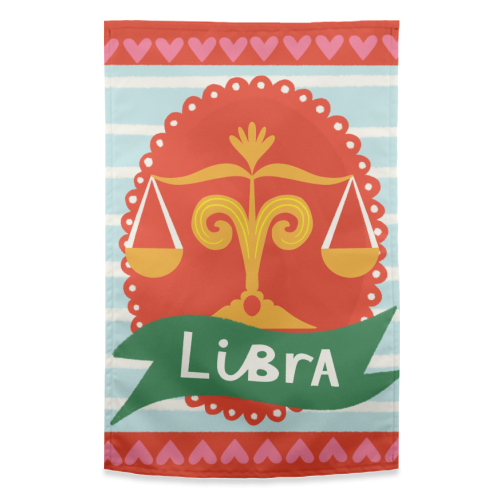 Libra Zodiac Design - funny tea towel by AbiGoLucky
