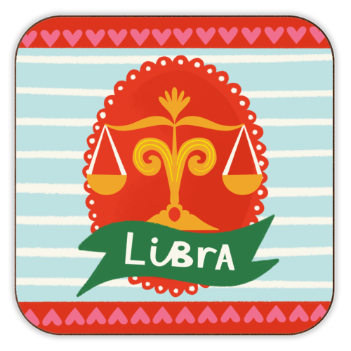Libra Zodiac Design - personalised beer coaster by AbiGoLucky