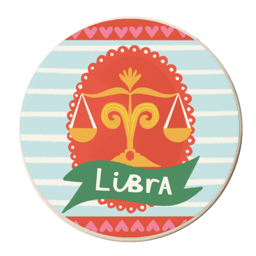 Libra Zodiac Design - personalised beer coaster by AbiGoLucky