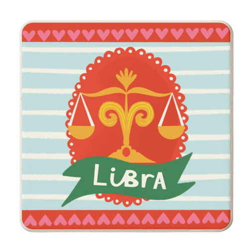 Libra Zodiac Design - personalised beer coaster by AbiGoLucky