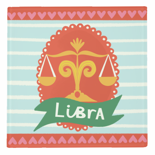 Libra Zodiac Design - personalised beer coaster by AbiGoLucky
