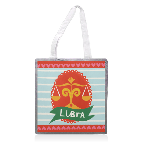 Libra Zodiac Design - printed canvas tote bag by AbiGoLucky