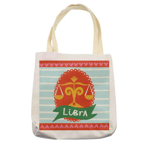 Libra Zodiac Design - printed canvas tote bag by AbiGoLucky