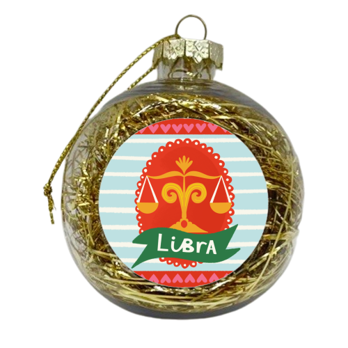 Libra Zodiac Design - xmas bauble by AbiGoLucky