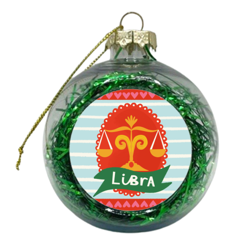 Libra Zodiac Design - xmas bauble by AbiGoLucky