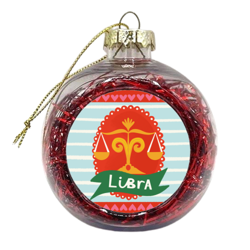 Libra Zodiac Design - xmas bauble by AbiGoLucky