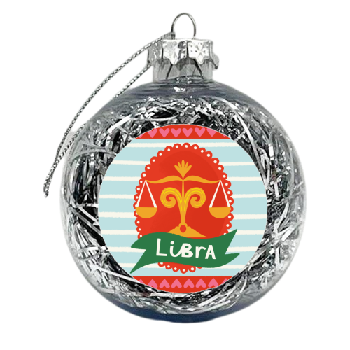 Libra Zodiac Design - xmas bauble by AbiGoLucky