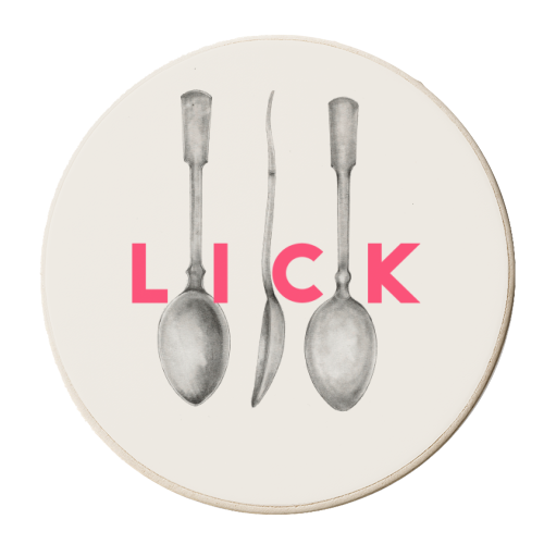 Lick The Spoon - personalised beer coaster by The 13 Prints