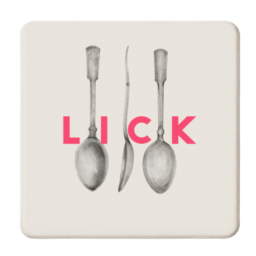 Lick The Spoon - personalised beer coaster by The 13 Prints