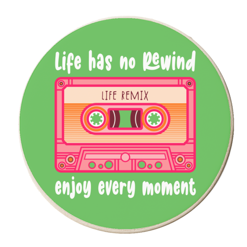 Life Has No Rewind - personalised beer coaster by Claire Atwood
