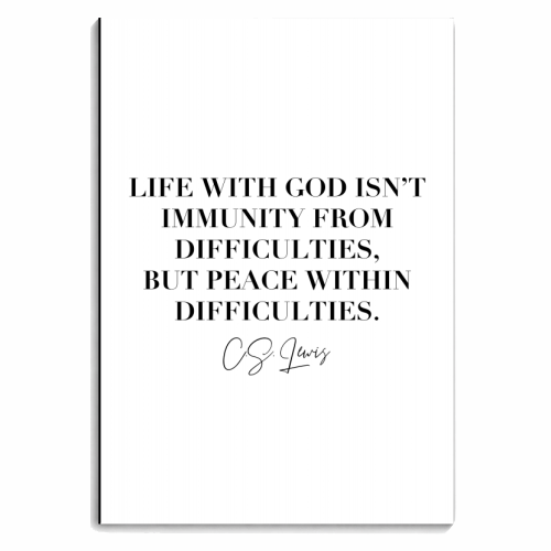 Life with God Isn't Immunity from Difficulties, but Peace Within Difficulties. -C.S. Lewis - personalised A4, A5, A6 notebook by Toni Scott