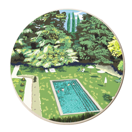 Life's Better Poolside | Vacation Travel Holiday Resort Swim | Architecture Summer Landscape - personalised beer coaster by Uma Prabhakar Gokhale