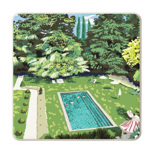 Life's Better Poolside | Vacation Travel Holiday Resort Swim | Architecture Summer Landscape - personalised beer coaster by Uma Prabhakar Gokhale