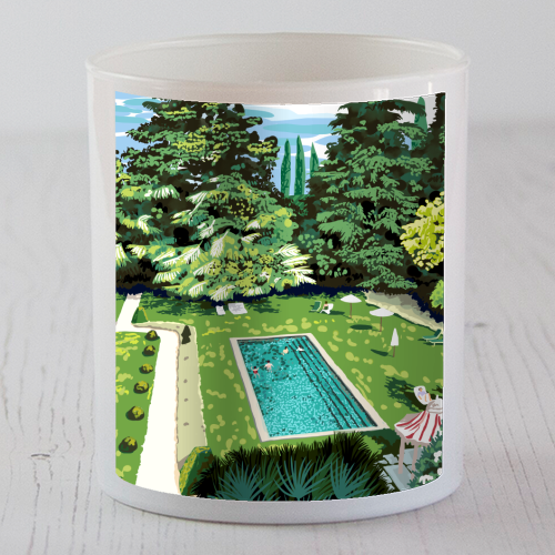 Life's Better Poolside | Vacation Travel Holiday Resort Swim | Architecture Summer Landscape - scented candle by Uma Prabhakar Gokhale
