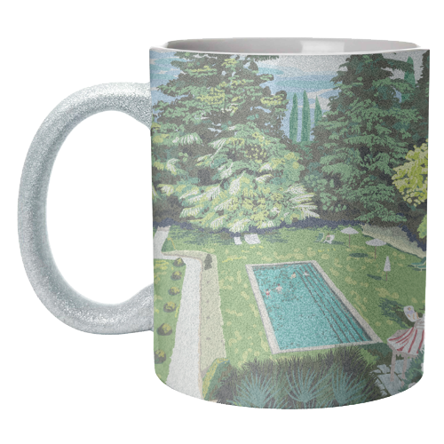 Life's Better Poolside | Vacation Travel Holiday Resort Swim | Architecture Summer Landscape - unique mug by Uma Prabhakar Gokhale