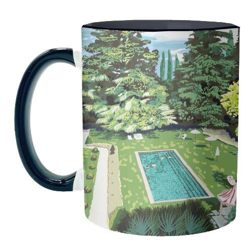 Life's Better Poolside | Vacation Travel Holiday Resort Swim | Architecture Summer Landscape - unique mug by Uma Prabhakar Gokhale