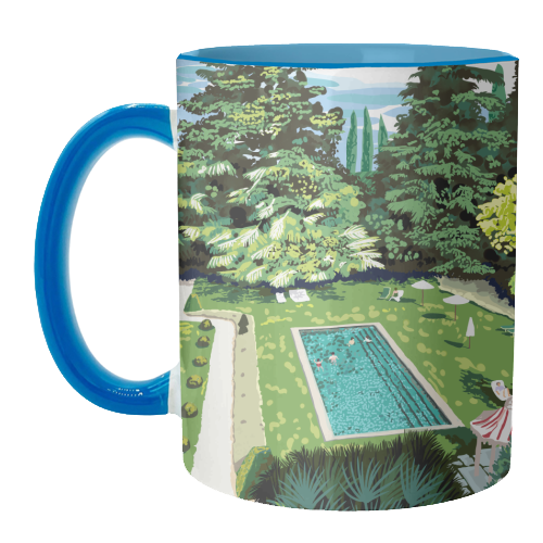 Life's Better Poolside | Vacation Travel Holiday Resort Swim | Architecture Summer Landscape - unique mug by Uma Prabhakar Gokhale