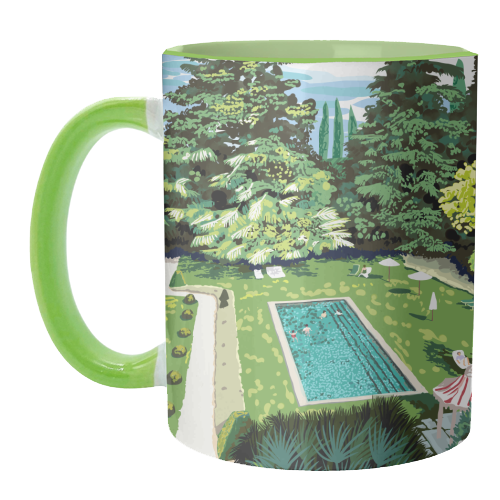 Life's Better Poolside | Vacation Travel Holiday Resort Swim | Architecture Summer Landscape - unique mug by Uma Prabhakar Gokhale