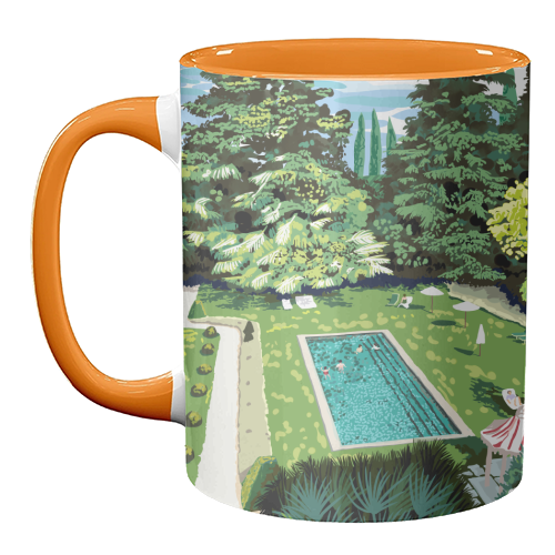 Life's Better Poolside | Vacation Travel Holiday Resort Swim | Architecture Summer Landscape - unique mug by Uma Prabhakar Gokhale