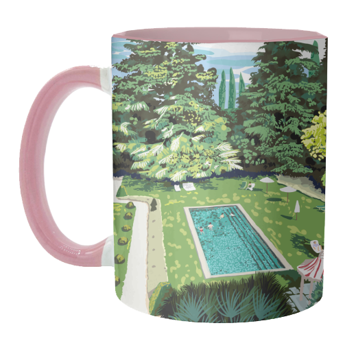 Life's Better Poolside | Vacation Travel Holiday Resort Swim | Architecture Summer Landscape - unique mug by Uma Prabhakar Gokhale