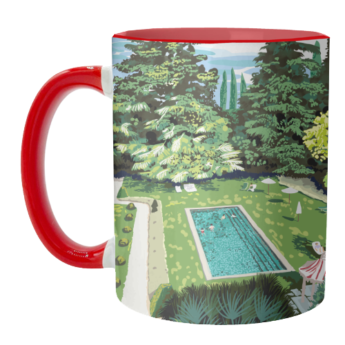 Life's Better Poolside | Vacation Travel Holiday Resort Swim | Architecture Summer Landscape - unique mug by Uma Prabhakar Gokhale