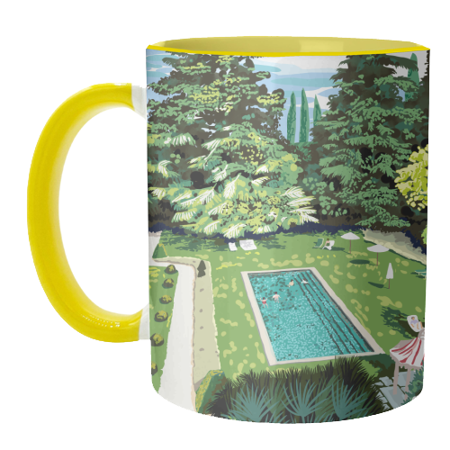 Life's Better Poolside | Vacation Travel Holiday Resort Swim | Architecture Summer Landscape - unique mug by Uma Prabhakar Gokhale
