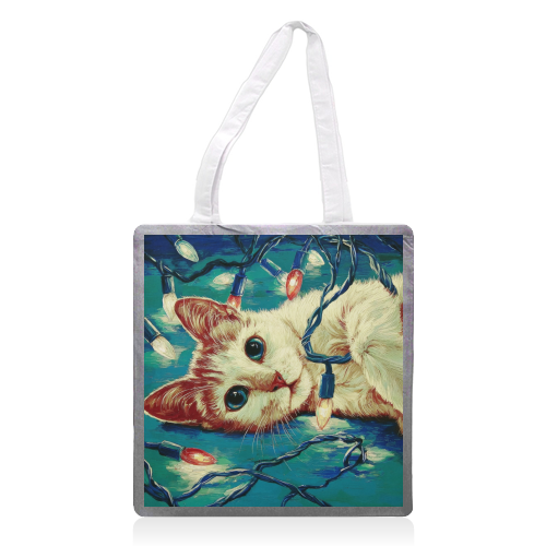 Light my festive mood - printed canvas tote bag by DejaReve