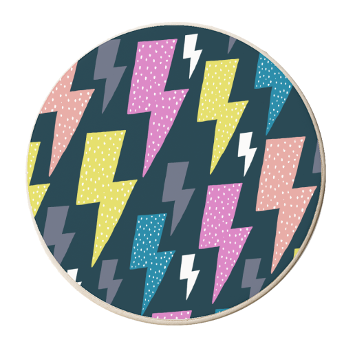 Lightening bolt pattern - personalised beer coaster by sarah morley
