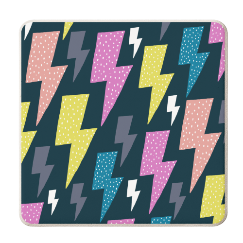 Lightening bolt pattern - personalised beer coaster by sarah morley