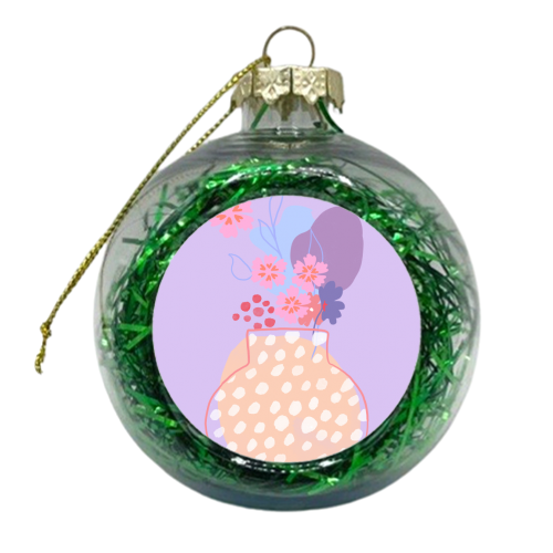 Lilac Flowers in Vase - xmas bauble by Georgia B Designs