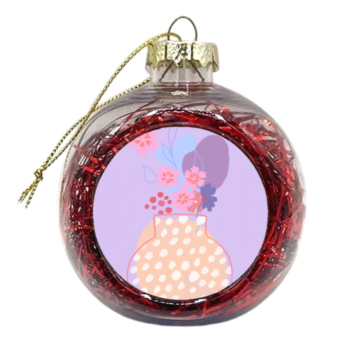 Lilac Flowers in Vase - xmas bauble by Georgia B Designs