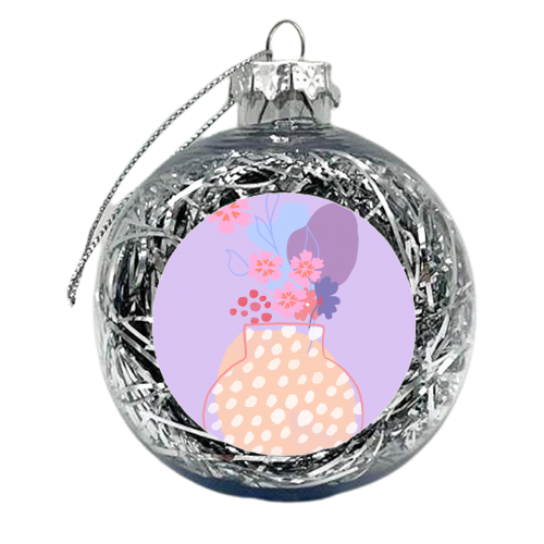 Lilac Flowers in Vase - xmas bauble by Georgia B Designs
