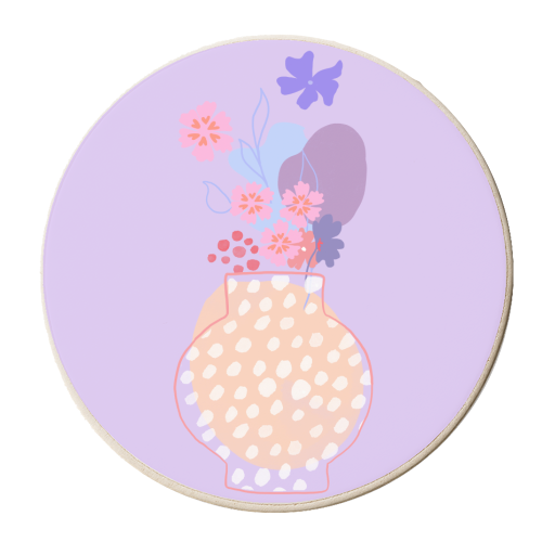 Lilac Flowers in Vase - personalised beer coaster by Georgia B Designs